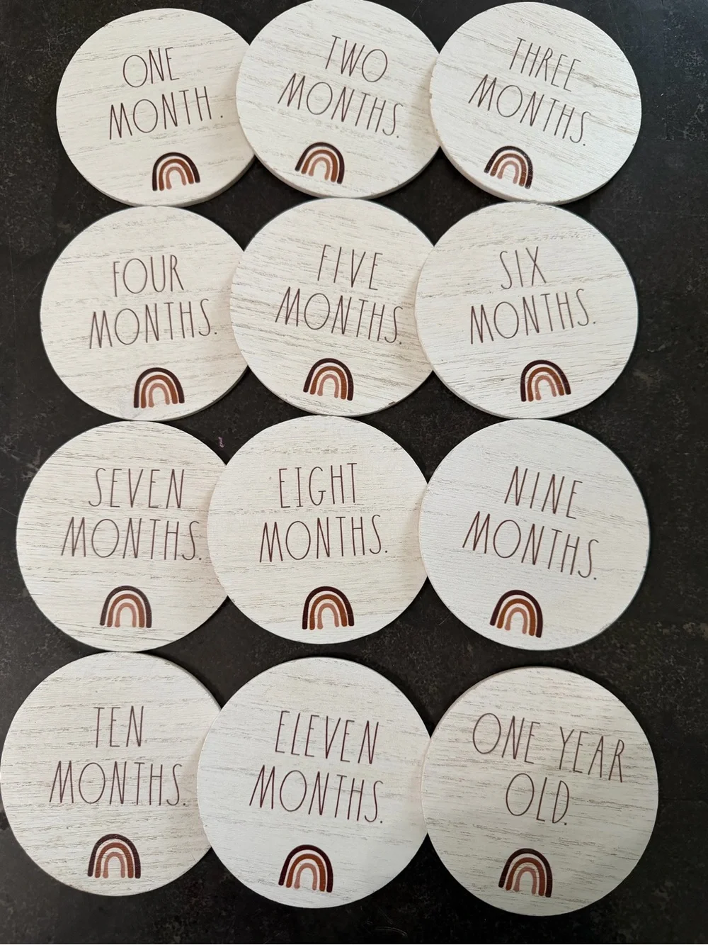 Rae Dun Wooden Milestone Discs - Neutral Rainbow (Set of 12)